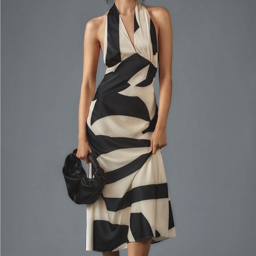 Bardot Black and Cream Midi Dress